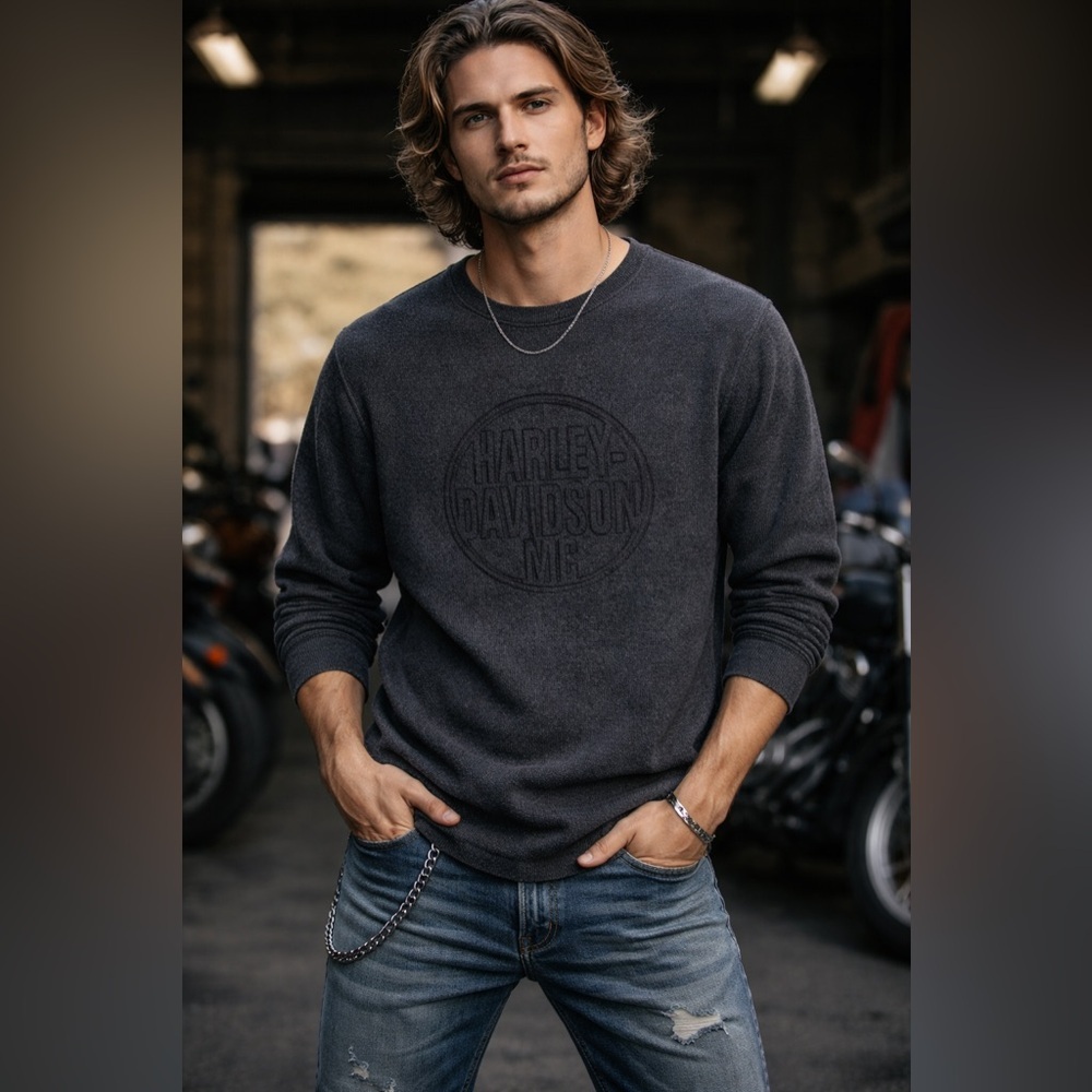 Harley-Davidson Genuine Motorclothes Long Sleeve Shirt Large Grey Logo